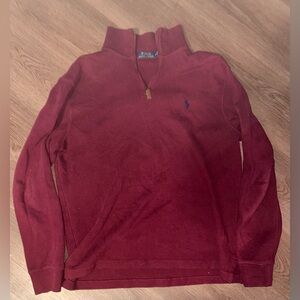Ralph Lauren Men's Deep Red Zip-Up Sweater